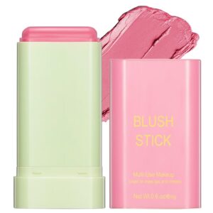 Multi-Use Makeup Blush Stick - Waterproof, Tinted Moisturizer for Eyes, Lips, Cheeks in Shy Pink