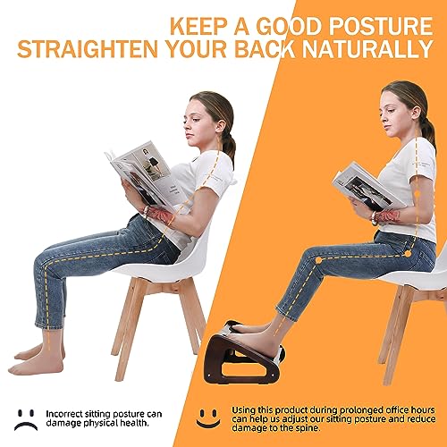 TYYIHUA Adjustable Under Desk Footrest, Ergonomic Foot Rest for Under Desk with 3 Height Position, Wooden Foot Stool Under Desk with Anti-Slip Surface, Foot Stool for Home Office