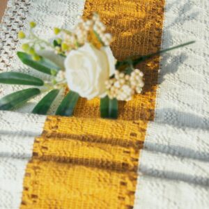 ZJZC Art Garden Style Cotton Hemp Material Table Runner (Mustard Yellow Braided, 12*70inch)