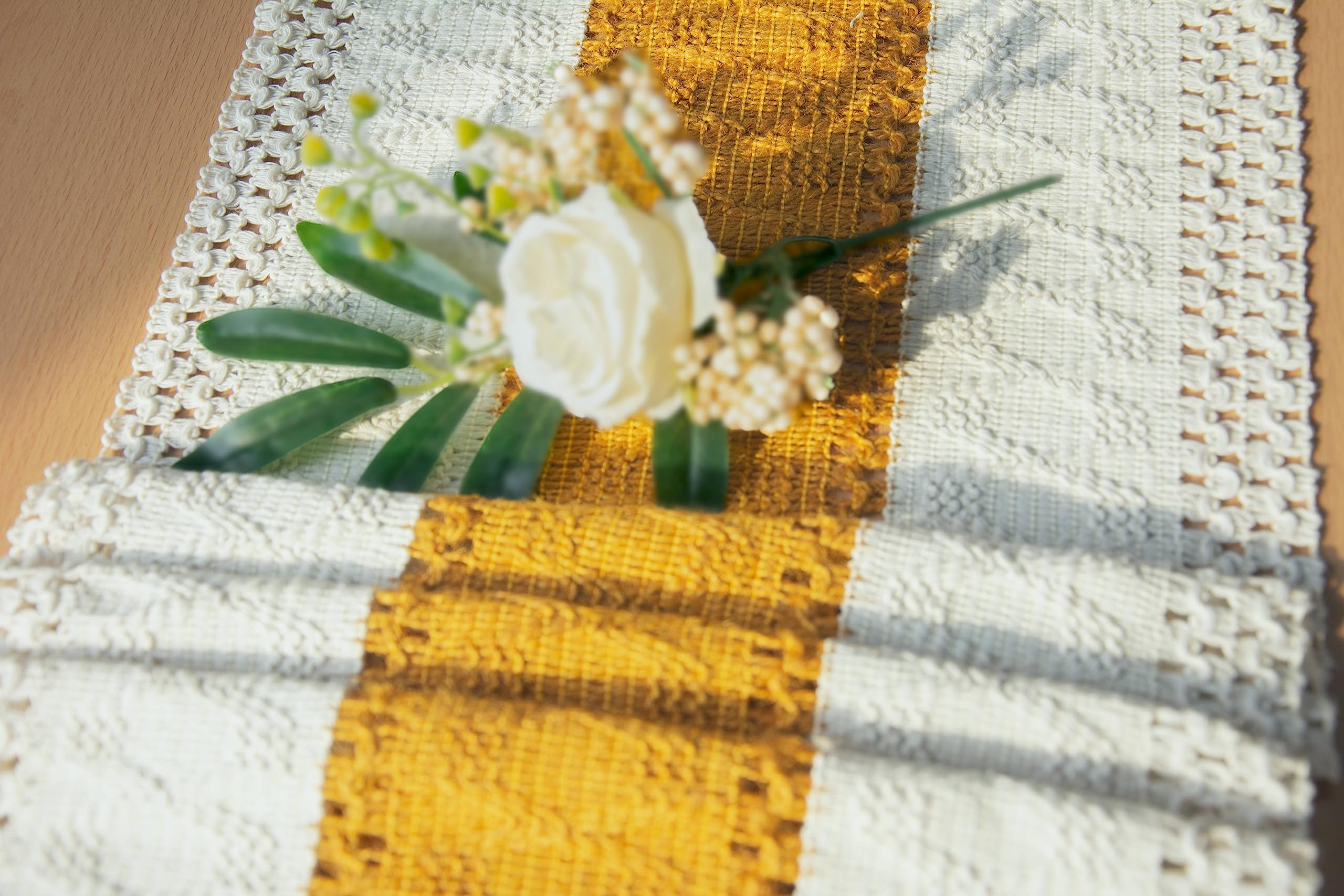 ZJZC Art Garden Style Cotton Hemp Material Table Runner (Mustard Yellow Braided, 12*70inch)