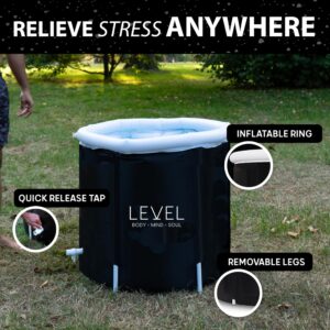 Level Body Mind Soul - Portable Ice Bath with Cover included - Ice Bath for athletes, post-workout recovery Cold Therapy - Can help improve Sleep and your general Wellbeing - 29x29 Inches