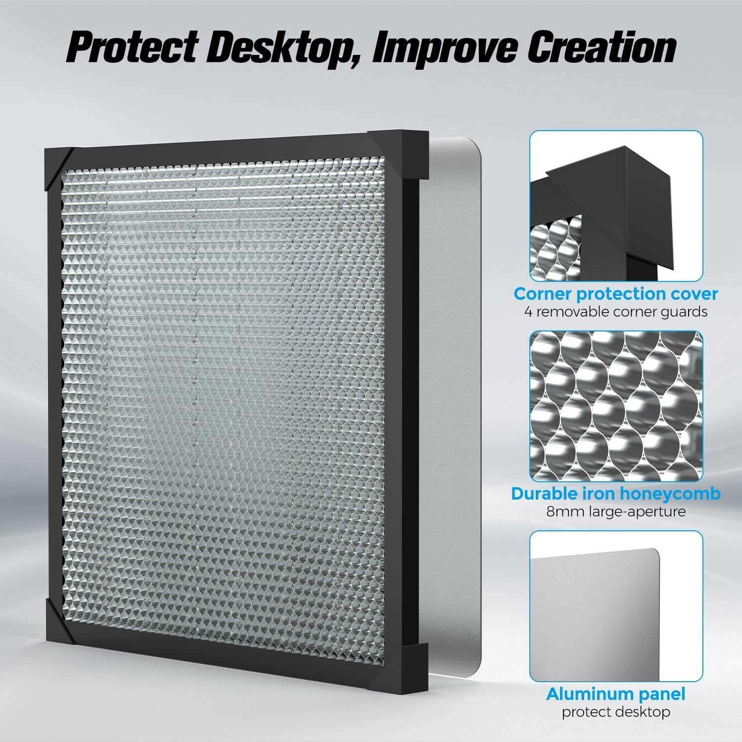 Creality Honeycomb Working Table, Soulmate for Falcon/Falcon2 and Most Laser Engraver and Cutter Machine, Honeycomb Working Panel for Fast Heat Dissipation and Desktop-Protecting,19.68"x 19.68"x 0.87"