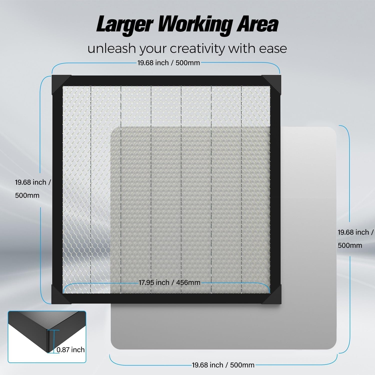 Creality Honeycomb Working Table, Soulmate for Falcon/Falcon2 and Most Laser Engraver and Cutter Machine, Honeycomb Working Panel for Fast Heat Dissipation and Desktop-Protecting,19.68"x 19.68"x 0.87"