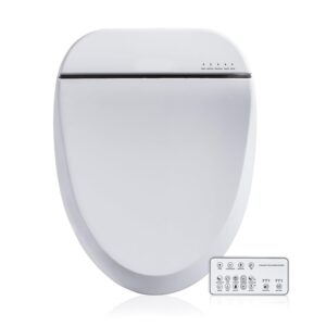 zmjh bidet toilet seat, electric smart heated seat with slow closes, vortex wash, warm dryer, rear and front wash, warm water, remote control, and night light, white, a102s-w (elongated)
