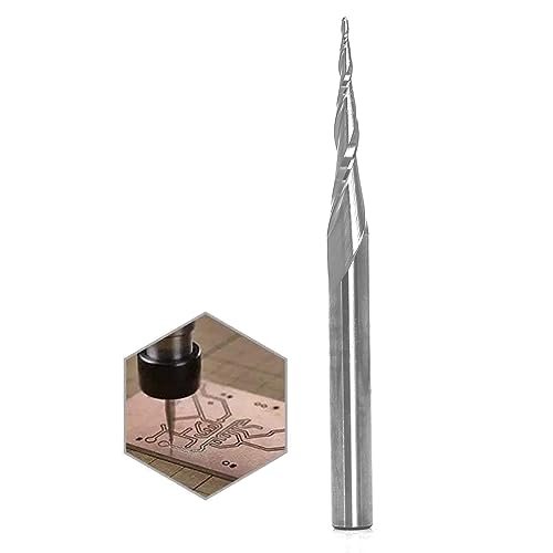 Tapered Angle Ball Nose Router Bits 1/4 Shank, Carving Carbide Spiral CNC Router Bit End Mills, 1mm Tip Dia( R 0.5mm ), 2D&3D Carving Bit for Wood Carving/ Engraving, by PROMSA