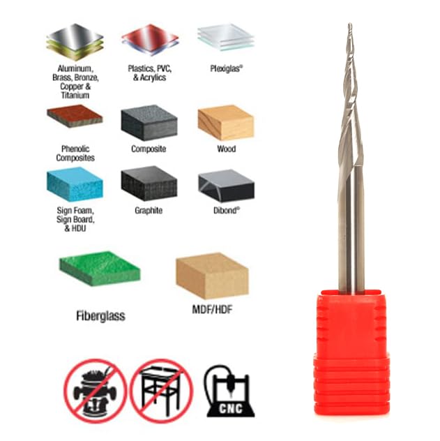 Tapered Angle Ball Nose Router Bits 1/4 Shank, Carving Carbide Spiral CNC Router Bit End Mills, 1mm Tip Dia( R 0.5mm ), 2D&3D Carving Bit for Wood Carving/ Engraving, by PROMSA