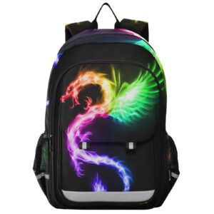 senya backpack for boys girls, rainbow fire dragon backpack students bookbag daypack for school primary teens