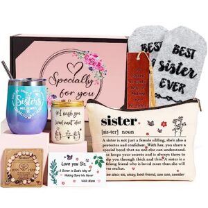 BuiltFit Sister Gifts Sisters Birthday Gift Ideas from Sister - Sisters Birthday Gifts Box from Brother, Best Sister Ever Gifts, Unique Tumbler Christmas Gifts for Sister, Best Friend, BFF, Bestie