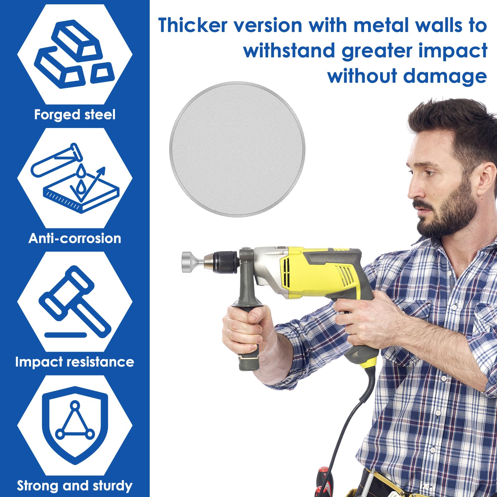 SDS Plus Ground Rod Driver, 85mm Heavy Duty Steel Drill Bit Driver Wear, Resistant Wide Compatibility Ground Rod Bits Socket for Rotary Hammer Drill Grounding Rods (Flat Drill)