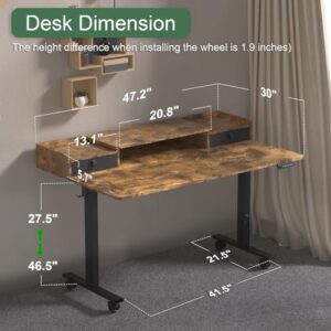 ExaDesk 55×30 Inch Electric Standing Desk with 2 Drawers, Adjustable Height Widened Stand Up Desk with Storage Shelf, Sit to Stand Ergonomic Workstation for Home Office