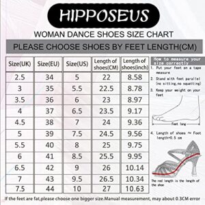 HIPPOSEUS Women's Dance Heels Peep Toe Ballroom Latin Salsa Dance Shoes Black Party High Heel Dance Performance Ankle Dance Boots 2 3/4inch heel,8 US
