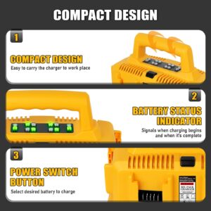 6-Ports Charger Replace for Dewalt 20V MAX Battery Charger DCB104 Charging for Dewalt 20V MAX / 60V Flexvolt Battery with 6 LED Indicators