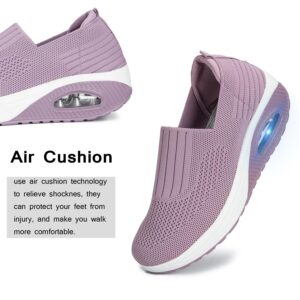 Touchmosees Women Platform Nurse Sneakers Air Cushion Orthopedic Diabetic Walking Wedge Sneaker Toning Rocker Shoes 2266 Pink 41