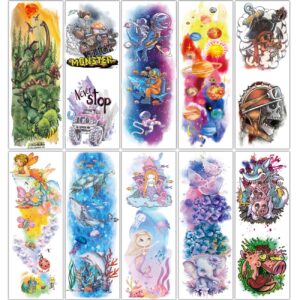 charlent kids full sleeve temporary tattoos - 11 sheets full arm temporary tattoos for boys girls birthday party favors goodie bag fillers