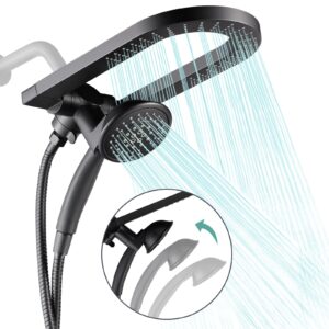 cobbe premium 3-way rain shower head combo, dual shower head with handheld, 5-inch high pressure rainfall with stainless steel hose & sealant tape - u.s. invention patents - matte black