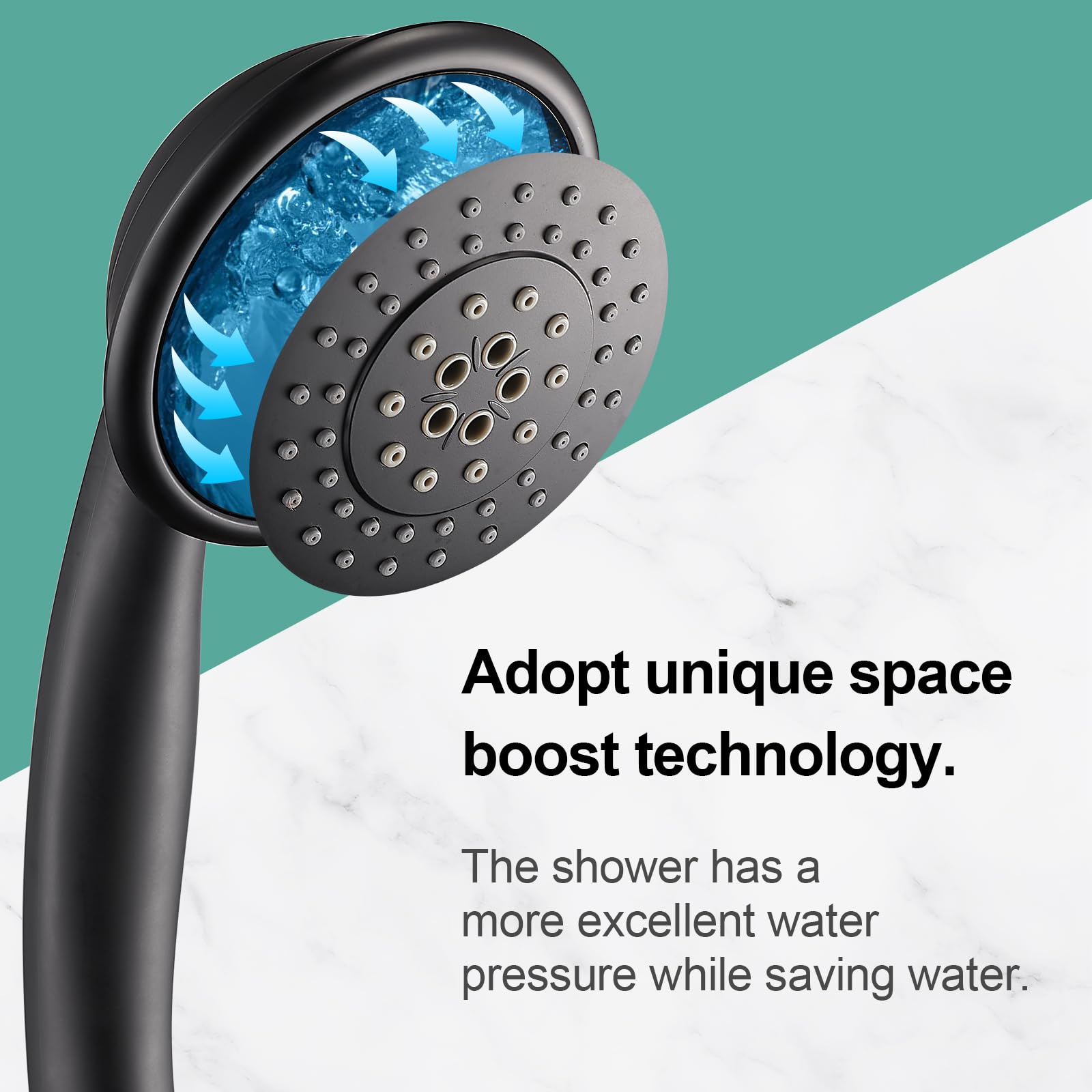 Cobbe Premium 3-Way Rain Shower Head Combo, Dual Shower Head with Handheld, 5-Inch High Pressure Rainfall with Stainless Steel Hose & Sealant Tape - U.S. Invention Patents - Matte Black