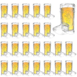 cowboy boot shot glasses - set of 24 latest cowboy pattern 1.5oz plastic clear shot glasses bulk disposable reusable shot glass cups western themed party decorations for bachelorette,birthday,tequila