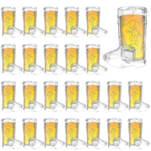 Cowboy Boot Shot Glasses - Set of 24 Latest Cowboy Pattern 1.5oz Plastic Clear Shot Glasses Bulk Disposable Reusable Shot Glass Cups Western Themed Party Decorations for Bachelorette,Birthday,Tequila