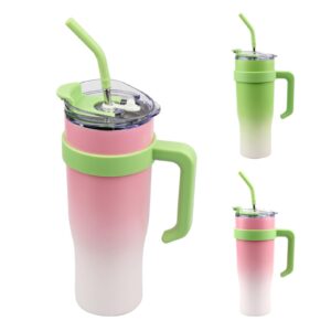 indoorset 40 oz tumbler with handle and straw for car tumbler with lid and straw for women men stainless steel tumblers for office insulated travel coffee mug pink