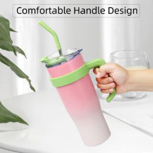 indoorset 40 oz Tumbler with Handle and Straw for Car Tumbler with Lid and Straw for Women Men Stainless Steel tumblers for Office Insulated Travel Coffee Mug Pink