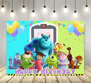 cartoon monster inc backdrop for birthday party supplies 5x3ft monster inc and boo theme baby shower banner for birthday party cake table decoration