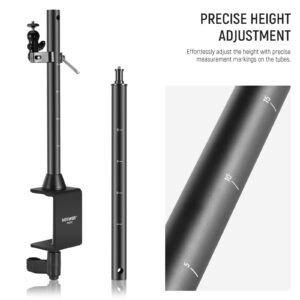 NEEWER Overhead Camera Mount Rig with Dual Ballhead Super Clamp/Phone Holder for Desktop Top Down Shots, Metal Multi Device Mount Platform for Photography Lighting, Max Load 26.5lb/12kg, NK002