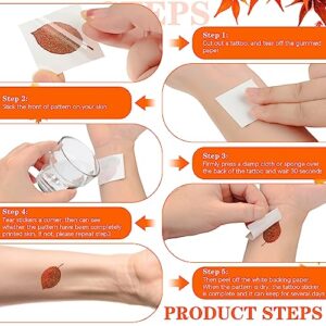 Nosiny 240 Pcs Fall Glitter Temporary Tattoos Maple Leaves Stickers Autumn Tattoo Sticker Fall Leaves Glitter Tattoos for Fall Thanksgiving Them Party Body Face Women Men Kids