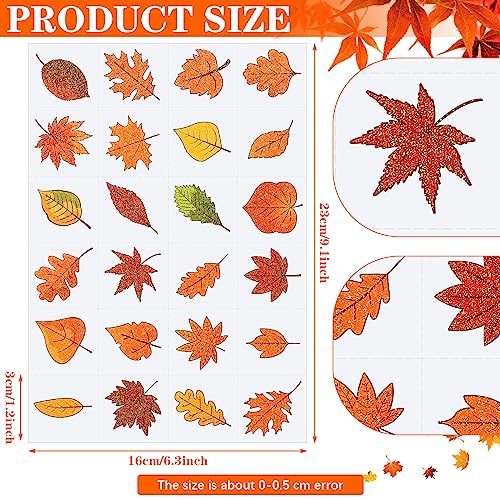 Nosiny 240 Pcs Fall Glitter Temporary Tattoos Maple Leaves Stickers Autumn Tattoo Sticker Fall Leaves Glitter Tattoos for Fall Thanksgiving Them Party Body Face Women Men Kids