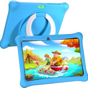 SGIN Kids Tablet, 10 Inch 2GB+64GB Tablet for Kids, Android 12 Kids Tablets with Case, WiFi, Dual Camera, Parental Control APP, Educational Games，iWawa Pre Installed (Blue)