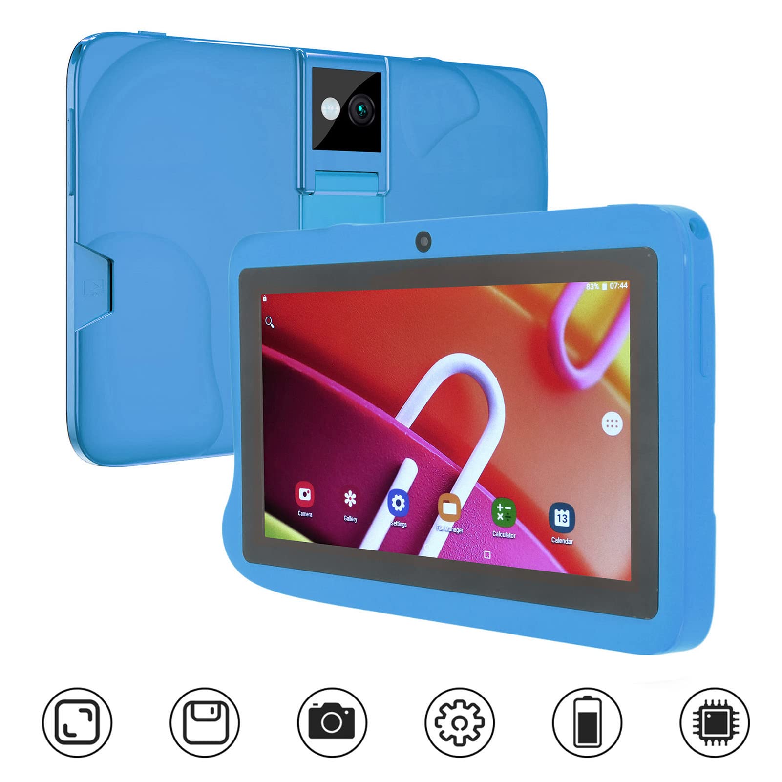 WEYI 7 Inch Tablet, 4GB RAM 128GB ROM HD IPS Screen Octa Core CPU 6000mAh Blue Reading Tablet for Game (Blue)