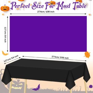 12 Pieces Halloween Disposable Plastic Tablecloth for Rectangle Tables Waterproof Table Cover for Halloween Parties and Decorations, 54 x 108 Inch, Black, Orange, Purple