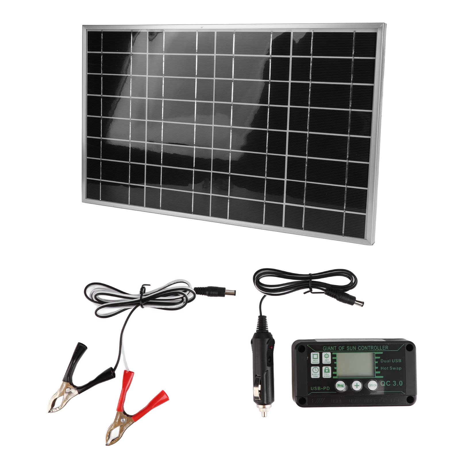 KENANLAN 30W Solar Panel Kit, Polycrystalline Silicon Solar Charge Panel with 40A Controller for Car RV Marine Boat