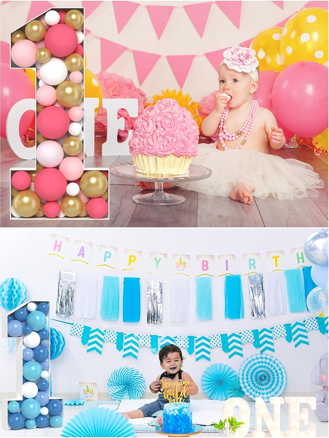 Super Easy Assembly 3FT Large Marquee Numbers - Number 1 Balloon Frame - Mosaic Numbers For Balloons - Ideal Number One Balloon Frame for First Birthday Decorations - Numero 1 Para Decoracion