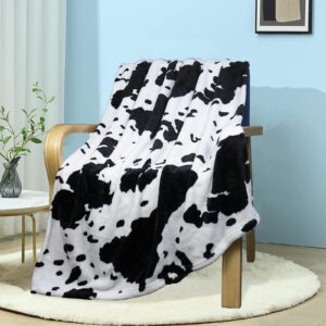 cow print blanket, soft lightweight cow baby blankets for boys girls, double-sided cute black cow blanket soft warm cozy toddler blankets for boys daycare, cow gifts for kids blanket 50x40 inch