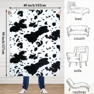 Cow Print Blanket, Soft Lightweight Cow Baby Blankets for Boys Girls, Double-Sided Cute Black Cow Blanket Soft Warm Cozy Toddler Blankets for Boys Daycare, Cow Gifts for Kids Blanket 50x40 inch