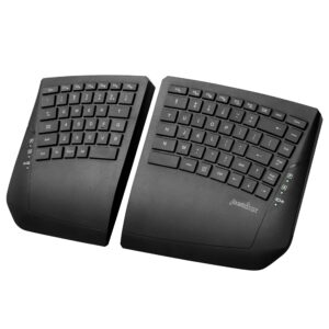 perixx periboard-624b us, wireless ergonomic split keyboard - up 30 ft separation - adjustable tilt angle - low profile membrane keys - black - us english