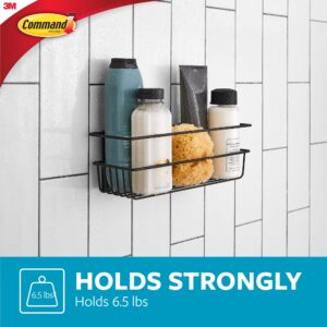 Command Shower Caddy Matte Black with Water Resistant Command Strips, Bathroom Organizer, Holds up to 6.5 lbs, 1 Count (Pack of 1)