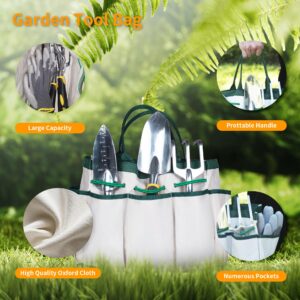 LETEEN Garden Tools, 9 Piece Heavy Duty Gardening Tools Set with Non-Slip Rubber Grip, Stainless Steel Garden Tool, Gifts for Kids, Women, Husbands, and Parents