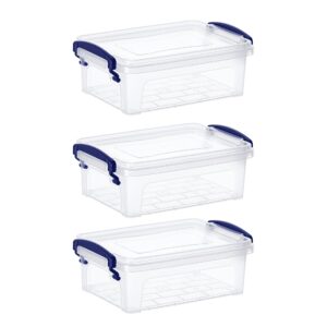 superio mini storage bins with lids- clear boxes for organizing, stackable plastic containers- bpa free, non-toxic, odor free, organizer for home, office, dorm, 1.25 qt, 3 pack