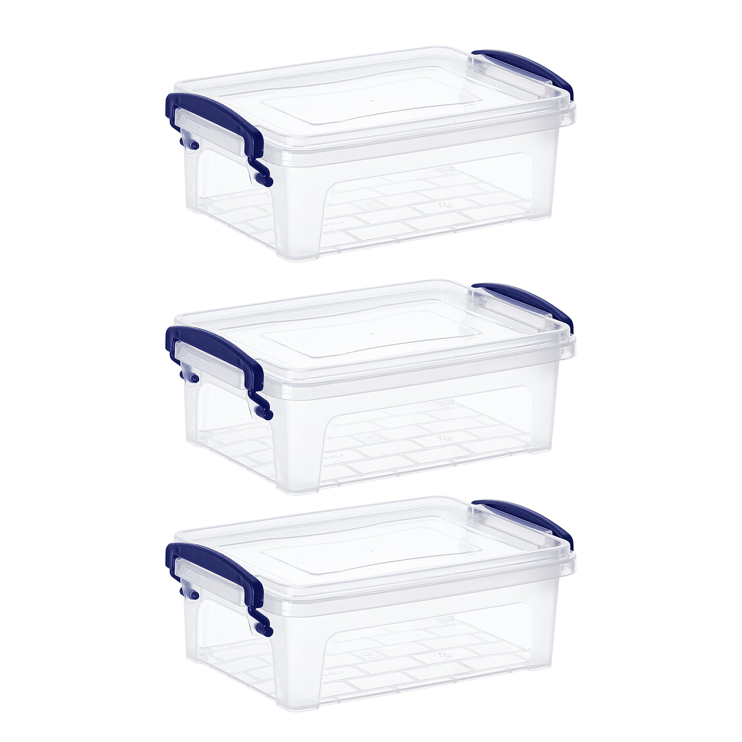 Superio Mini Storage Bins with Lids- Clear Boxes for Organizing, Stackable Plastic Containers- BPA Free, Non-Toxic, Odor Free, Organizer for Home, Office, Dorm, 1.25 Qt, 3 Pack