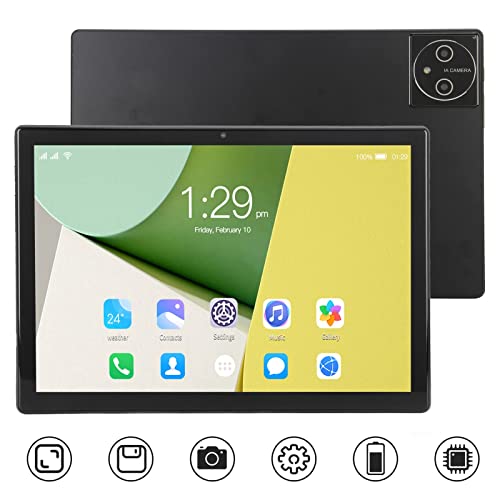 BROLEO FHD Tablet, 5G WiFi Black 10.1 Inch Tablet 100-240V for Reading (US Plug)