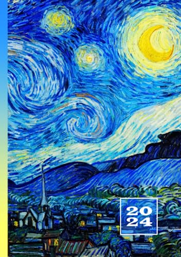 2024: Agenda Giornaliera | Formato A5 Tascabile | 1 Settimana Su 2 Pagine | 12 Mesi Weekly Planner | Design Semplice | Calendario Settimanale | Diario ... | Van Gogh Notte Stellata (Italian Edition)