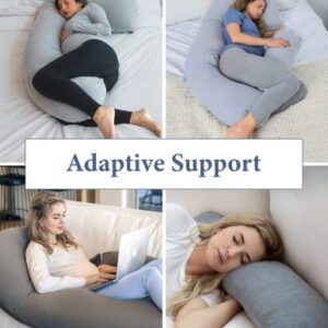 Pharmedoc Pregnancy Pillows, U-Shape Full Body Pillow – Removable Cooling Cover -Dark Grey – Pregnancy Pillows for Sleeping – Body Pillows for Adults, Maternity Pillow and Pregnancy Must Haves