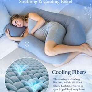 Pharmedoc Pregnancy Pillows, U-Shape Full Body Pillow – Removable Cooling Cover -Dark Grey – Pregnancy Pillows for Sleeping – Body Pillows for Adults, Maternity Pillow and Pregnancy Must Haves