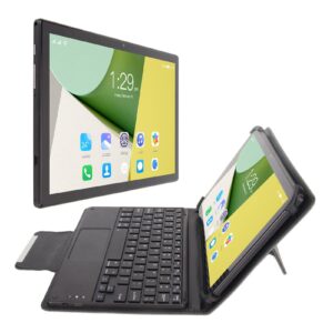 GLOGLOW FHD Tablet, 8GB RAM 256GB ROM 2 in 1 10.1 Inch Tablet Black 100-240V 8MP Front 16MP Rear with Keyboard for Reading for Android 12 (US Plug)