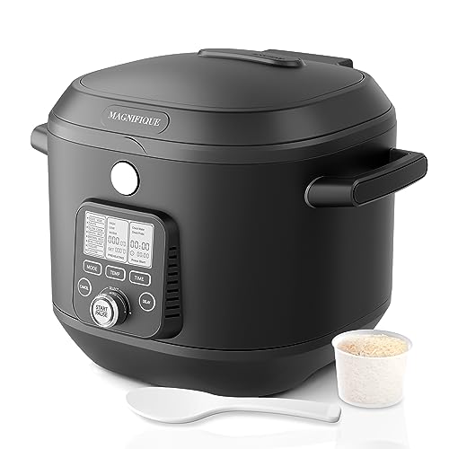 MAGNIFIQUE Grain Cooker, Everyday Compact 20-Cup Rice Cooker, Slow Cooker, Sous Vide, 14 X 14 X 12-Black