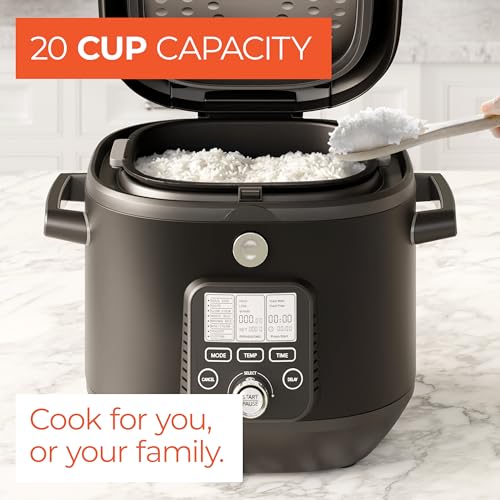 MAGNIFIQUE Grain Cooker, Everyday Compact 20-Cup Rice Cooker, Slow Cooker, Sous Vide, 14 X 14 X 12-Black