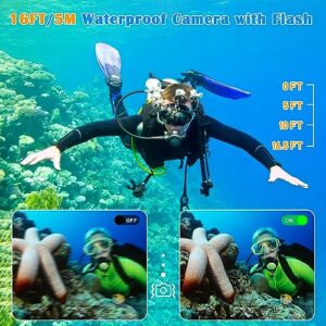 4K Underwater Camera 48MP Compact Digital Camera Waterproof Camera Underwater Camera for Snorkeling with 32GB Card, 18X Digital Zoom and 2.8 Inch LCD Screen (Black)