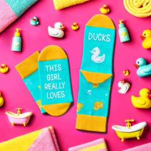 Zmart Cute Duck Socks Teen Girls Cute Rubber Duck Socks Kids, Funny Rubber Duck Gifts Duck Lover Gifts 7-10 Years