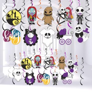 higzyovn nightmare before christmas baby shower hanging decorations, 10 pieces, 8 x 9 inches, round, unisex, hand wash only